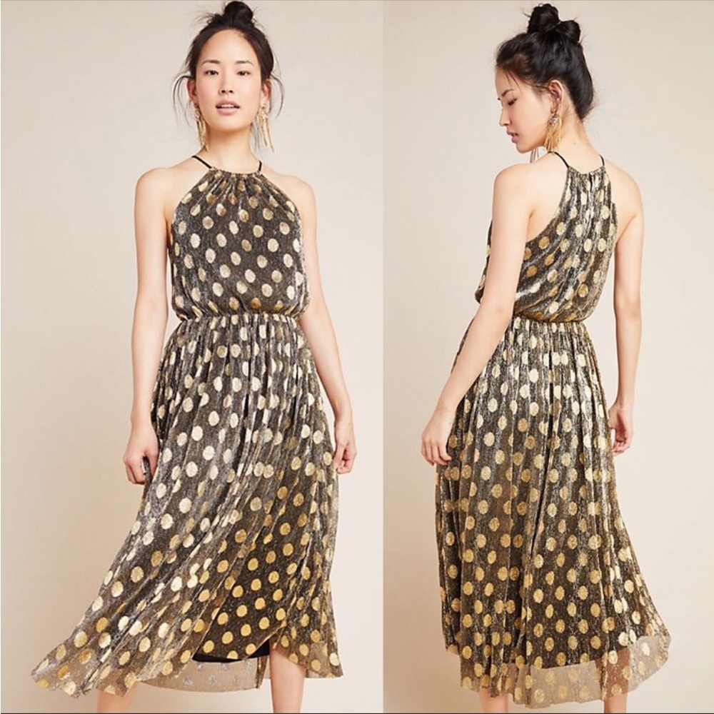 NWT Anthropologie Sunday in Brooklyn Confetti Halter Midi Dress Size Small